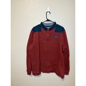Vineyard Vines The Shep Shirt Pullover Mens Large Red Blue Quarter Zip